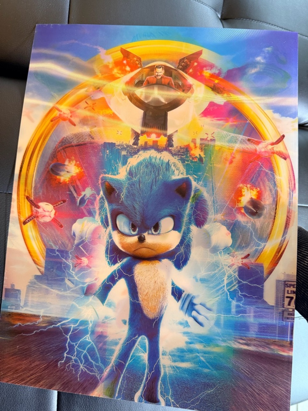 Sonic Movie 3D Motion Poster - Jim Carrey Dr. Eggman & Sonic Holographic Art